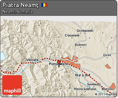 Shaded Relief 3D Map of Piatra Neamţ