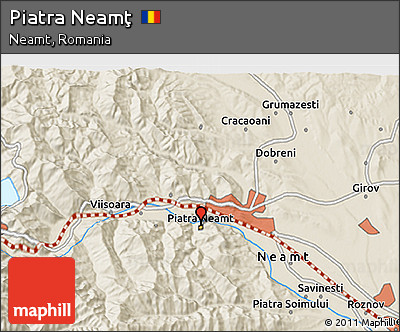 Shaded Relief 3D Map of Piatra Neamţ