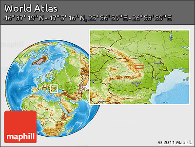 Physical Location Map of the Area around 46° 51' 18" N, 26° 25' 29" E