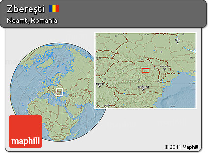 Savanna Style Location Map of Zbereşti, hill shading