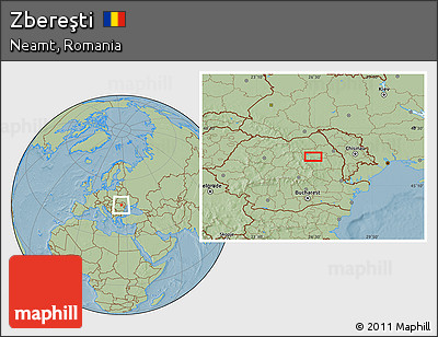 Savanna Style Location Map of Zbereşti, hill shading