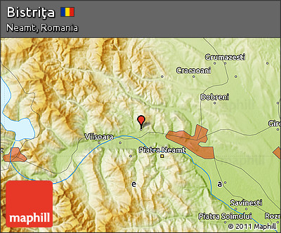 Physical Map of Bistriţa