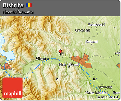 Physical Map of Bistriţa