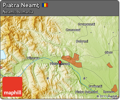 Physical Map of Piatra Neamţ