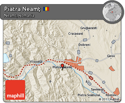 Shaded Relief Map of Piatra Neamţ