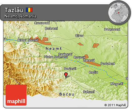 Physical Panoramic Map of Tazlău