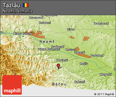 Physical Panoramic Map of Tazlău