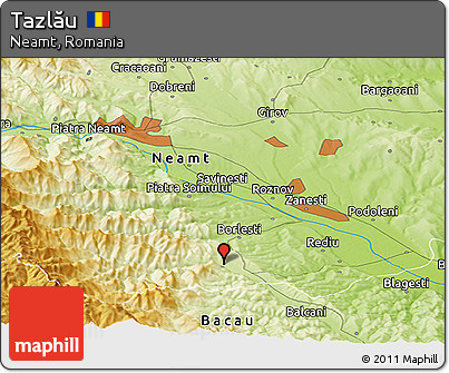Physical Panoramic Map of Tazlău