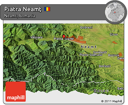 Satellite Panoramic Map of Piatra Neamţ