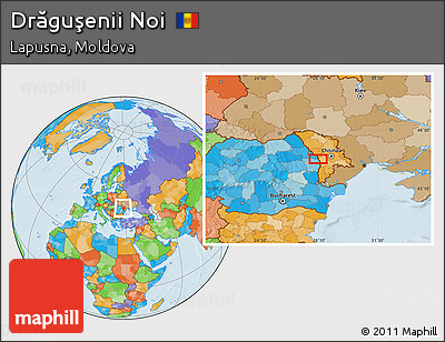Political Location Map of Drăguşenii Noi