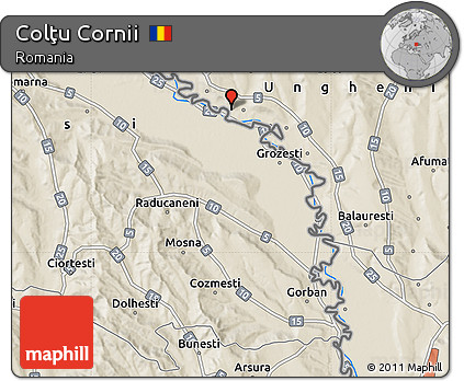 Shaded Relief Map of Colţu Cornii