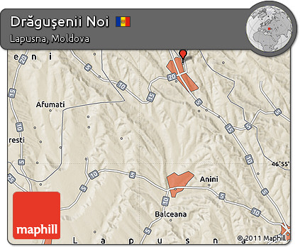 Shaded Relief Map of Drăguşenii Noi