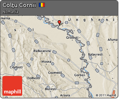 Shaded Relief Map of Colţu Cornii