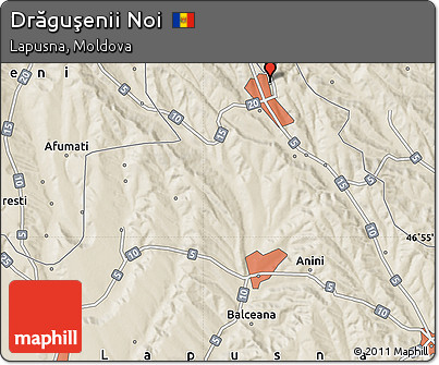 Shaded Relief Map of Drăguşenii Noi