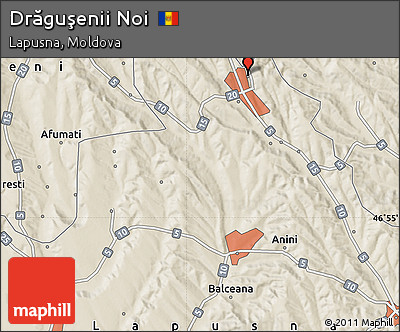 Shaded Relief Map of Drăguşenii Noi