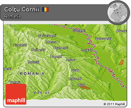 Physical Panoramic Map of Colţu Cornii