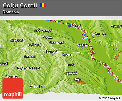 Physical Panoramic Map of Colţu Cornii