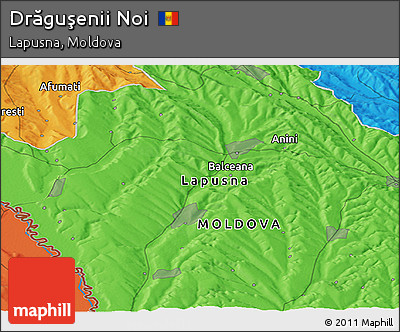 Political Panoramic Map of Drăguşenii Noi