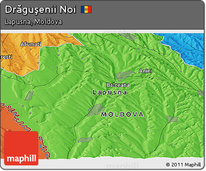 Political Panoramic Map of Drăguşenii Noi