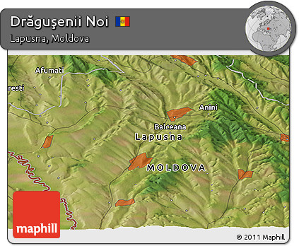 Satellite Panoramic Map of Drăguşenii Noi