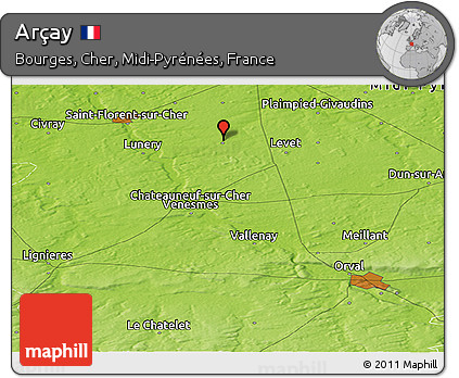 Physical Panoramic Map of Arçay