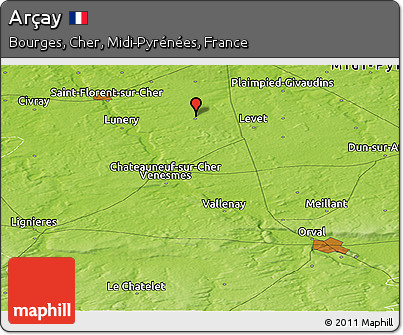 Physical Panoramic Map of Arçay