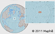 Gray Location Map of the area around 46° 51' 18" N, 32° 13' 30" W, hill shading