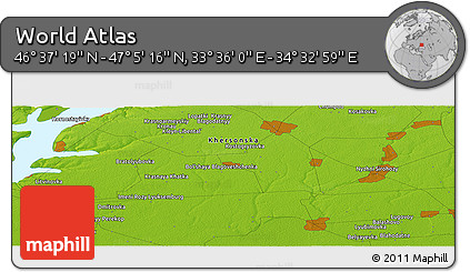Physical Panoramic Map of the Area around 46° 51' 18" N, 34° 4' 30" E