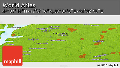 Physical Panoramic Map of the Area around 46° 51' 18" N, 34° 4' 30" E