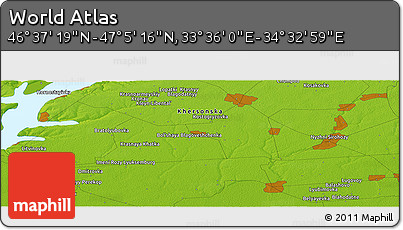 Physical Panoramic Map of the Area around 46° 51' 18" N, 34° 4' 30" E