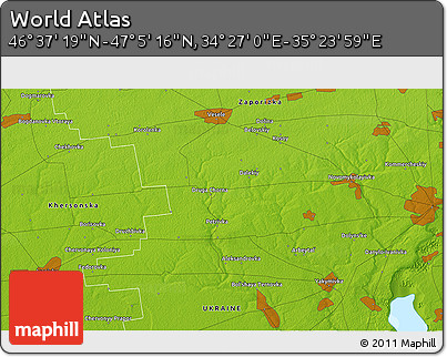 Physical 3D Map of the Area around 46° 51' 18" N, 34° 55' 29" E