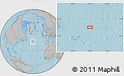 Gray Location Map of the area around 46° 51' 18" N, 37° 19' 30" W, hill shading