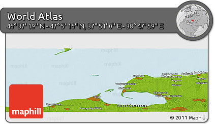 Physical Panoramic Map of the Area around 46° 51' 18" N, 38° 19' 30" E