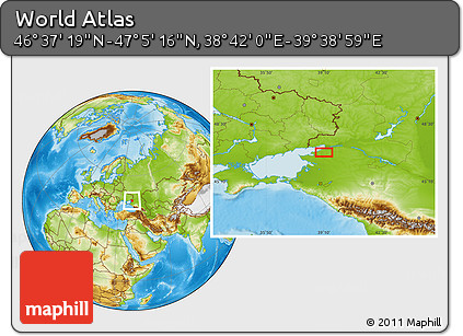 Physical Location Map of the Area around 46° 51' 18" N, 39° 10' 29" E