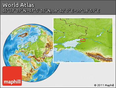 Physical Location Map of the Area around 46° 51' 18" N, 39° 10' 29" E