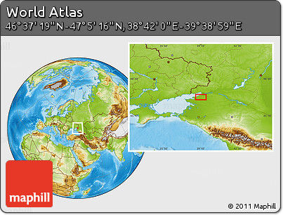 Physical Location Map of the Area around 46° 51' 18" N, 39° 10' 29" E