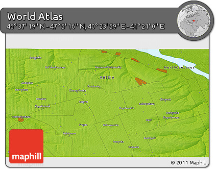 Physical 3D Map of the Area around 46° 51' 18" N, 40° 52' 30" E
