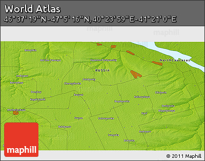 Physical 3D Map of the Area around 46° 51' 18" N, 40° 52' 30" E