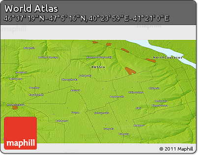 Physical 3D Map of the Area around 46° 51' 18" N, 40° 52' 30" E