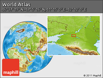 Physical Location Map of the Area around 46° 51' 18" N, 41° 43' 30" E