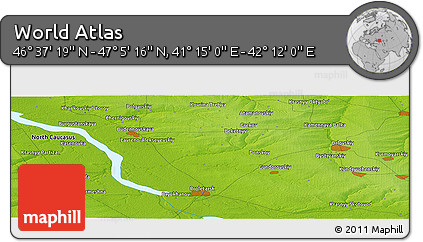 Physical Panoramic Map of the Area around 46° 51' 18" N, 41° 43' 30" E