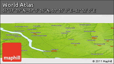Physical Panoramic Map of the Area around 46° 51' 18" N, 41° 43' 30" E