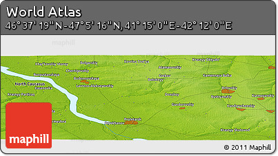 Physical Panoramic Map of the Area around 46° 51' 18" N, 41° 43' 30" E