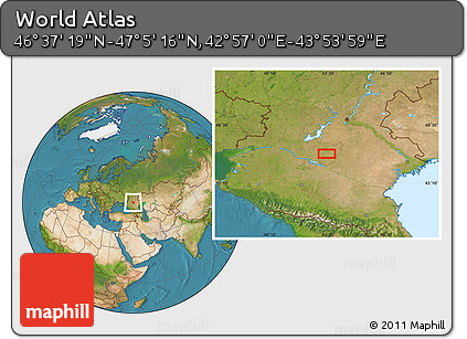 Satellite Location Map of the Area around 46° 51' 18" N, 43° 25' 29" E