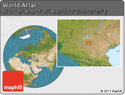 Satellite Location Map of the Area around 46° 51' 18" N, 43° 25' 29" E