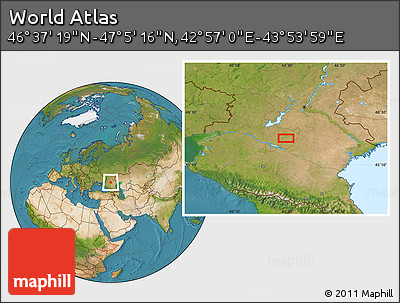 Satellite Location Map of the Area around 46° 51' 18" N, 43° 25' 29" E