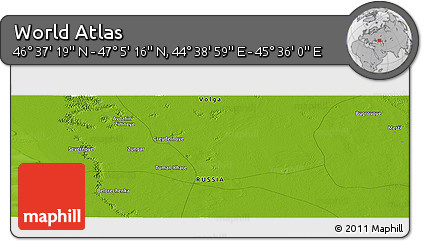 Physical Panoramic Map of the Area around 46° 51' 18" N, 45° 7' 30" E
