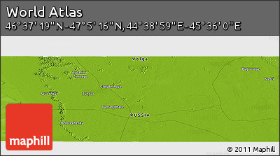 Physical Panoramic Map of the Area around 46° 51' 18" N, 45° 7' 30" E
