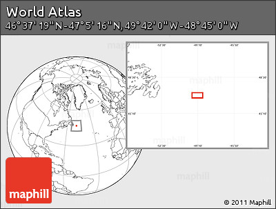 Blank Location Map of the Area around 46° 51' 18" N, 49° 13' 30" W