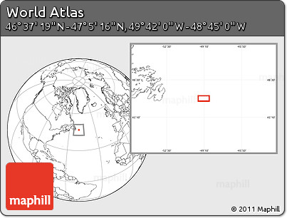 Blank Location Map of the Area around 46° 51' 18" N, 49° 13' 30" W